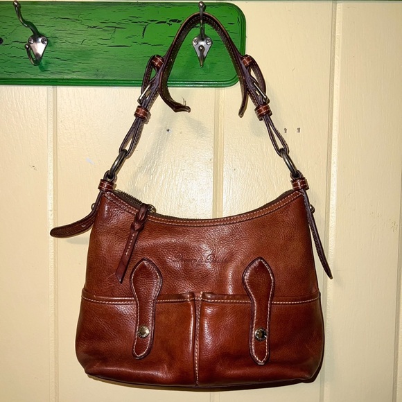 Dooney & Bourke Vintage Florentine Vacchetta Leather Shoulder Satchel Bag Brown - Picture 7 of 16